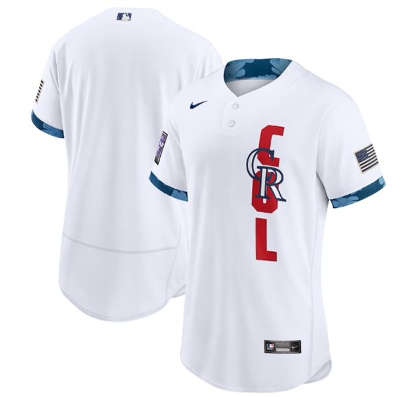 Men's Colorado Rockies Blank 2021 White All-Star Flex Base Stitched MLB Jersey Men's Colorado Rockies Blank 2021 White All-Star Flex Base Stitched MLB Jersey